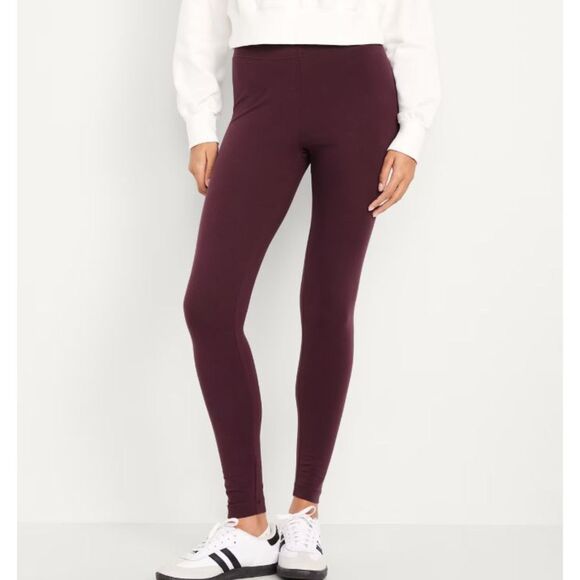 Old Navy Pants - NEW Old Navy Womens 3X Maroon Fleece Lined Leggings High Rise Stretch Cotton